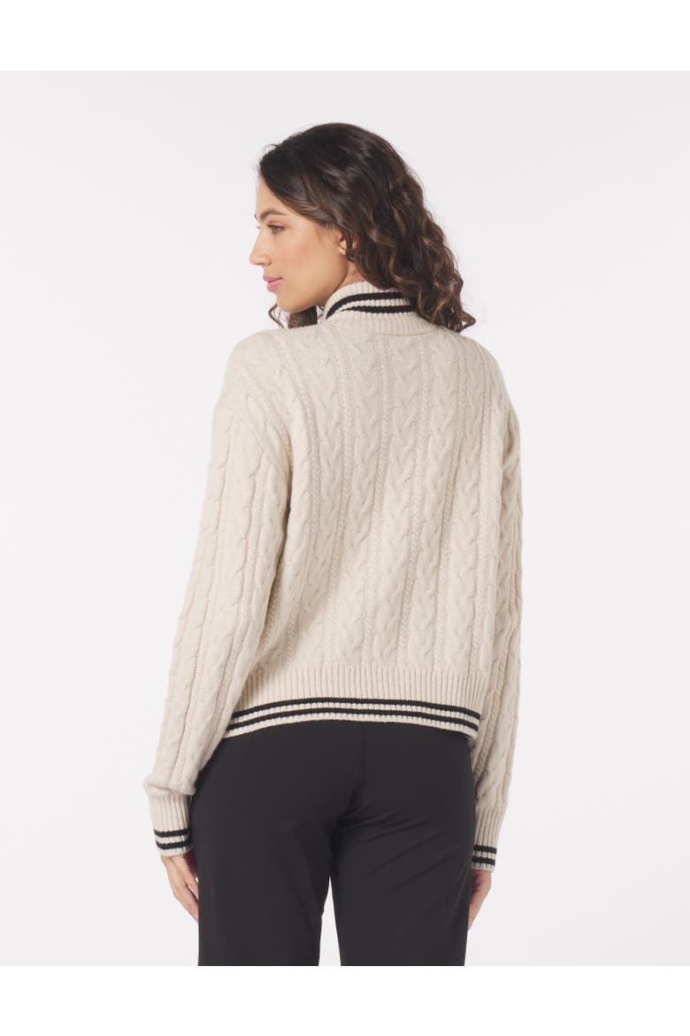 Leisure Cable Knit Zip Up, Alternate, color, Oatmilk/Black