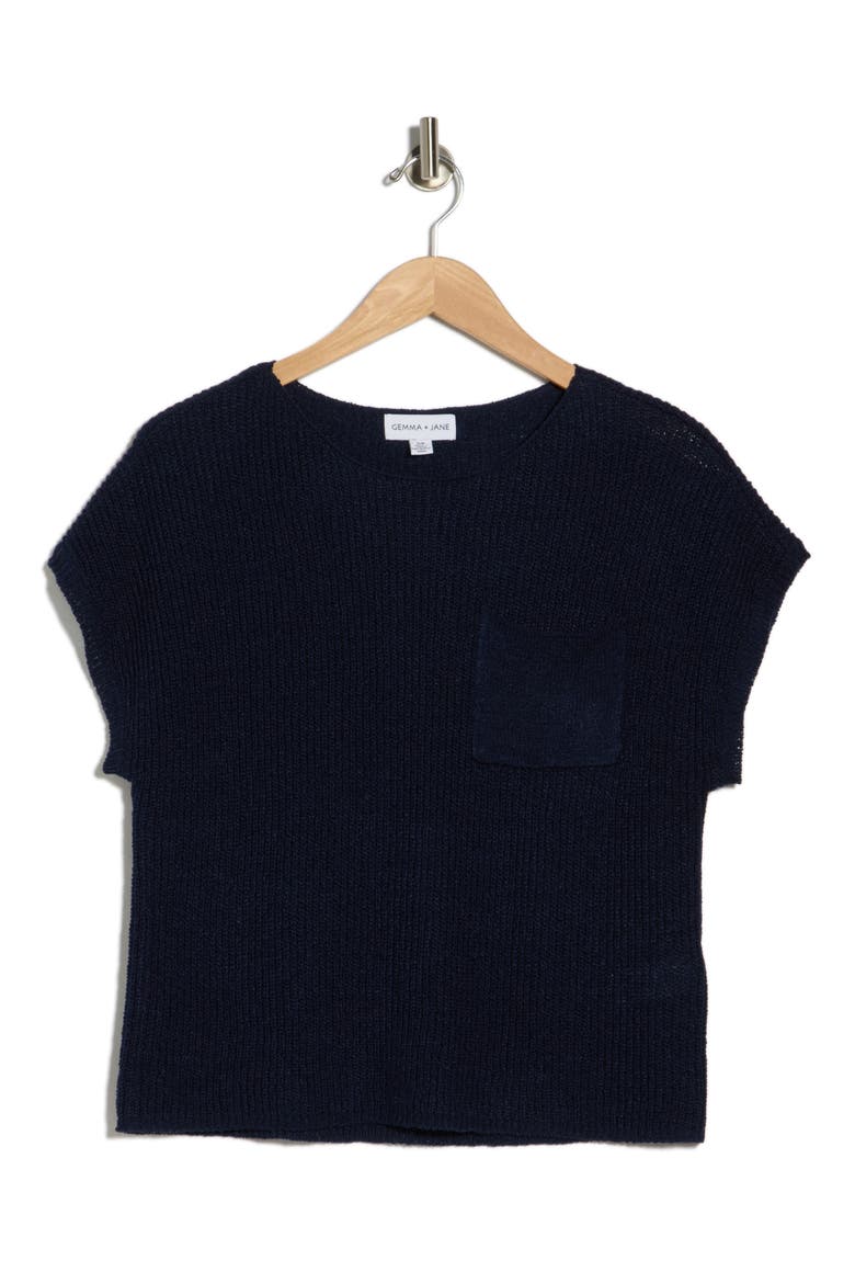 Textured Knit Sweater, Alternate, color, NAVY