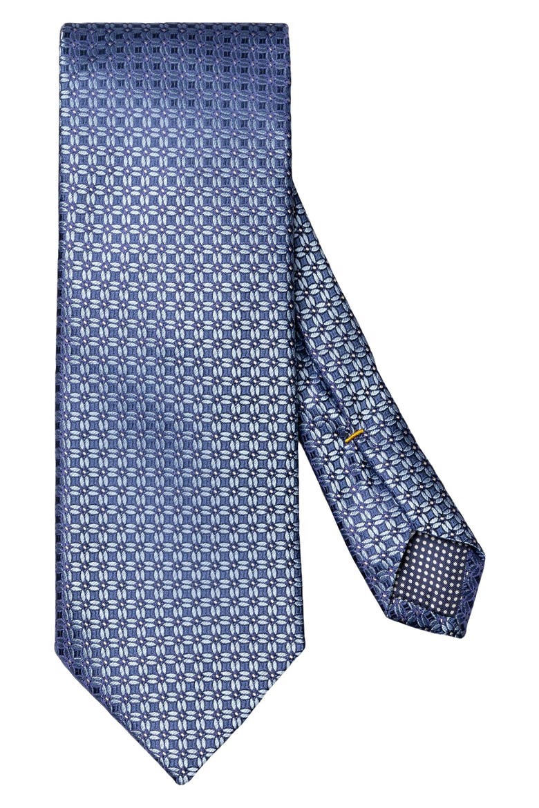 Floral Geometric Silk Tie, Main, color, NAVY