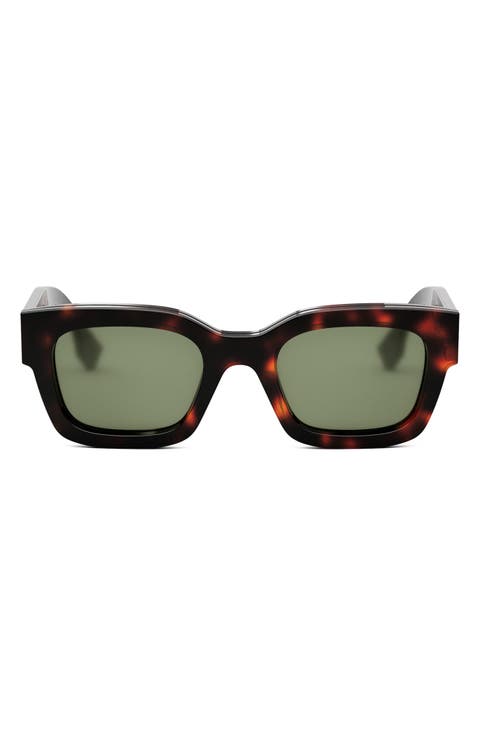 'Fendi Signature 50mm Rectangular Sunglasses