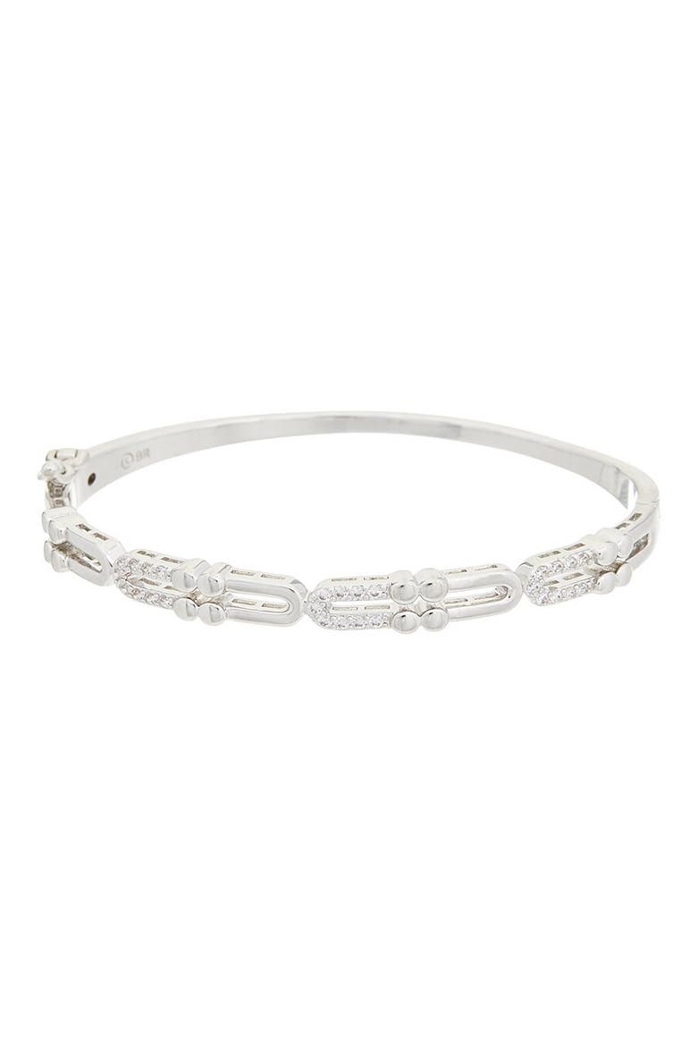 Cubic Zirconia Link Bangle Bracelet, Main, color, SILVER