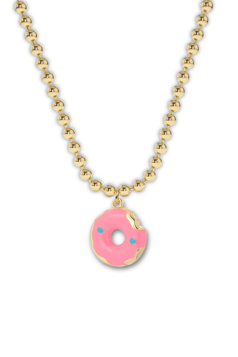Donut Charm Necklace in Gift Bottle, Alternate, color, Pink