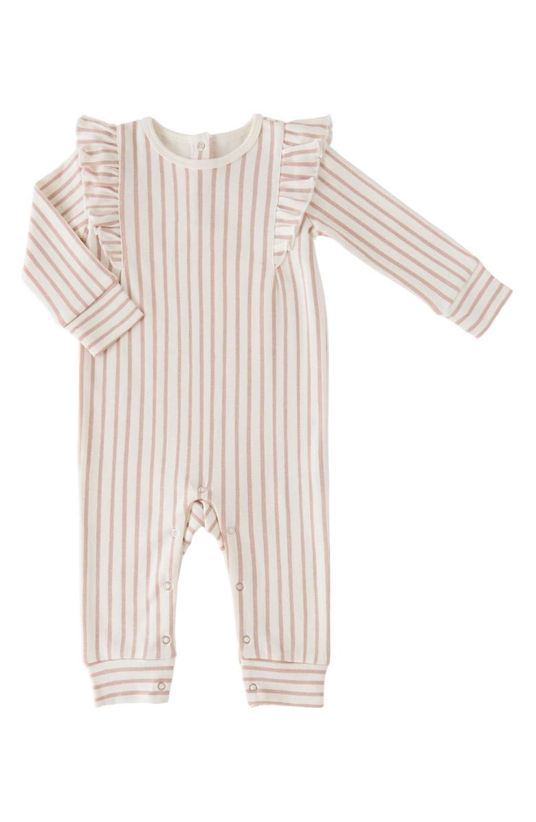 Pehr Long Sleeve Ruffle Romper, Main, color, Stripes Away Peony