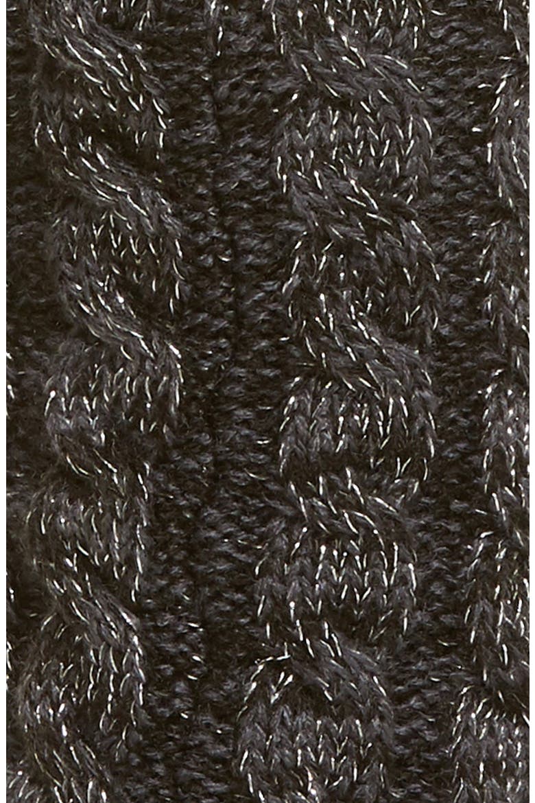 Laila Bow Fleece Lined Socks, Alternate, color, CHARCOAL / SILVER