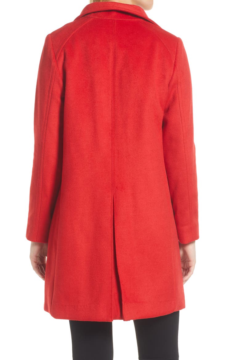Women's Stand Collar Coat, Alternate, color, RED