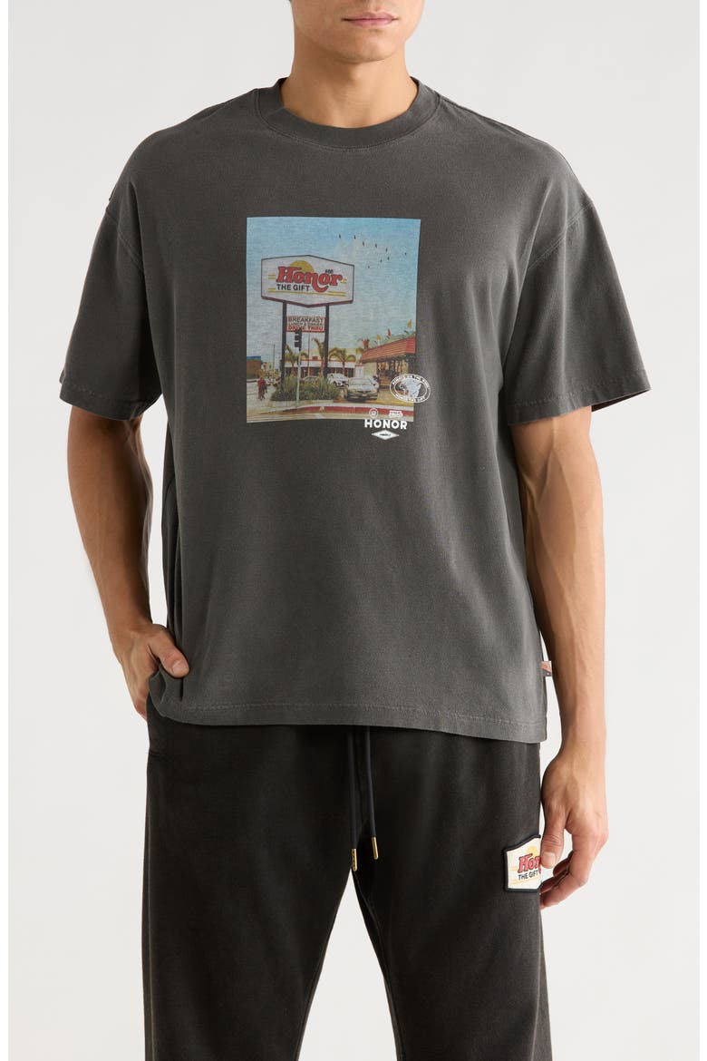 Dining Cotton Graphic T-Shirt, Main, color, BLACK
