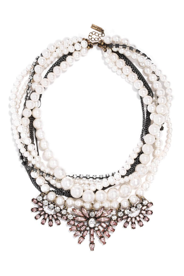 'Bennett' Layered Bib Necklace, Main, color, PEARL