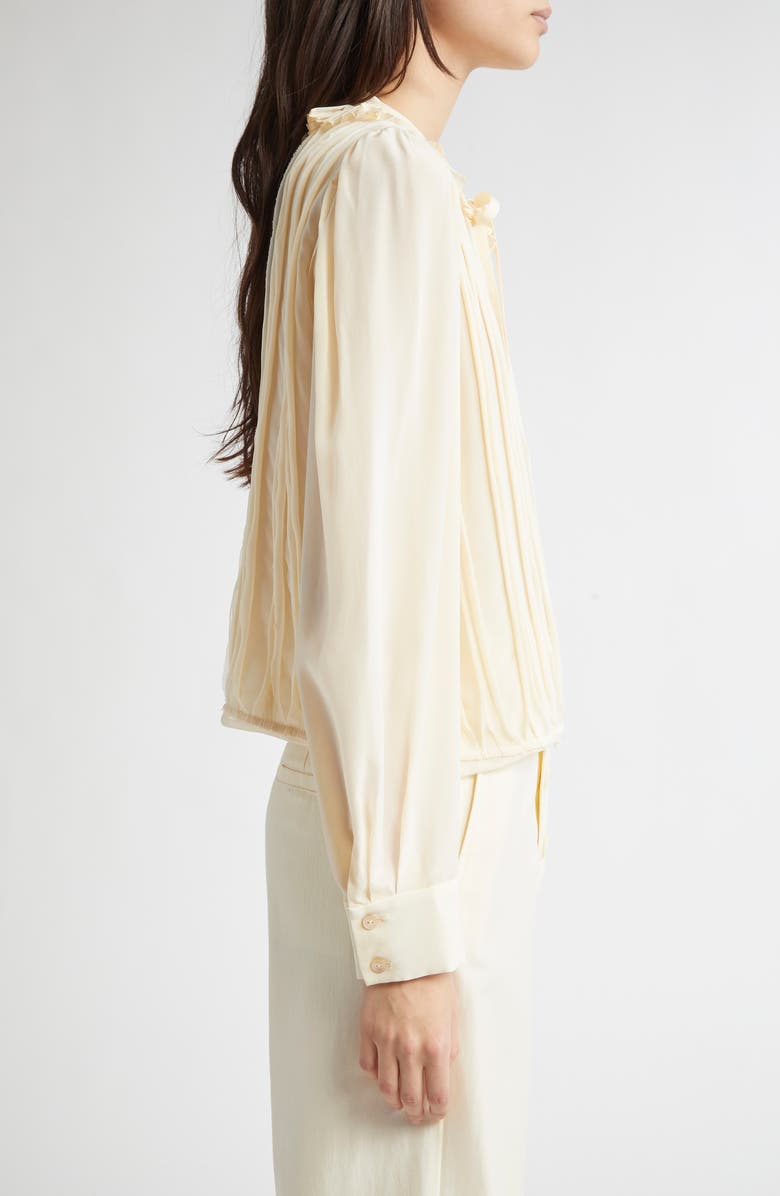 Ulla Johnson Karla Pintuck Pleated Silk Top, Alternate, color, Cowrie