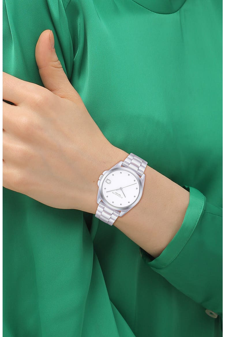 Greyson Ceramic Bracelet Watch, 36mm, Alternate, color, WHITE