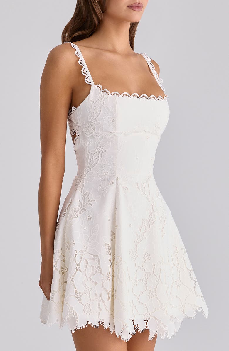 HOUSE OF CB Isla Scalloped Lace Cocktail Minidress, Alternate, color, White