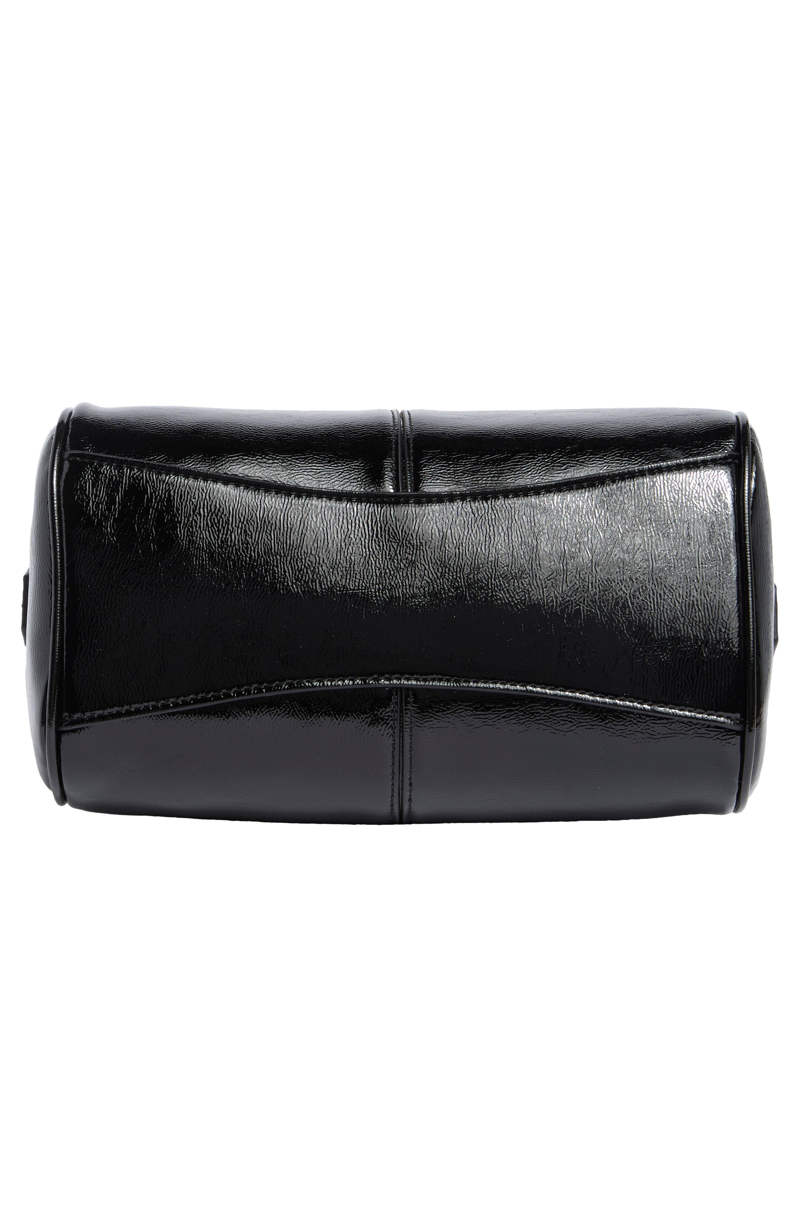 Genevieve Faux Leather Satchel, Alternate, color, BLACK/ SILVER