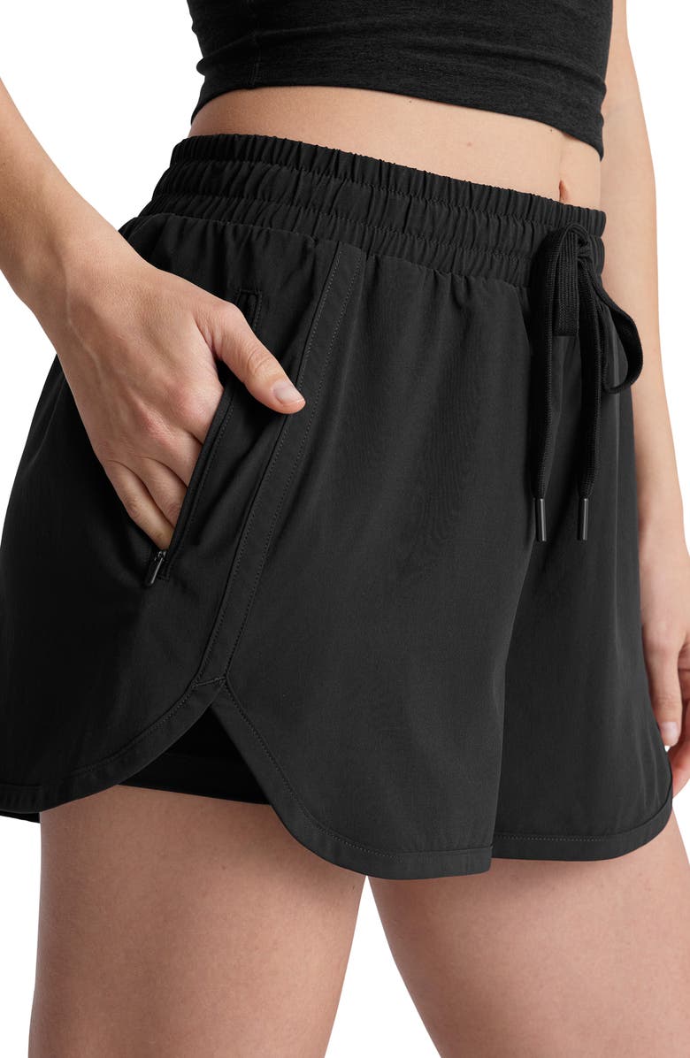 Beyond Yoga Tie Waist Course Shorts, Alternate, color, True Black
