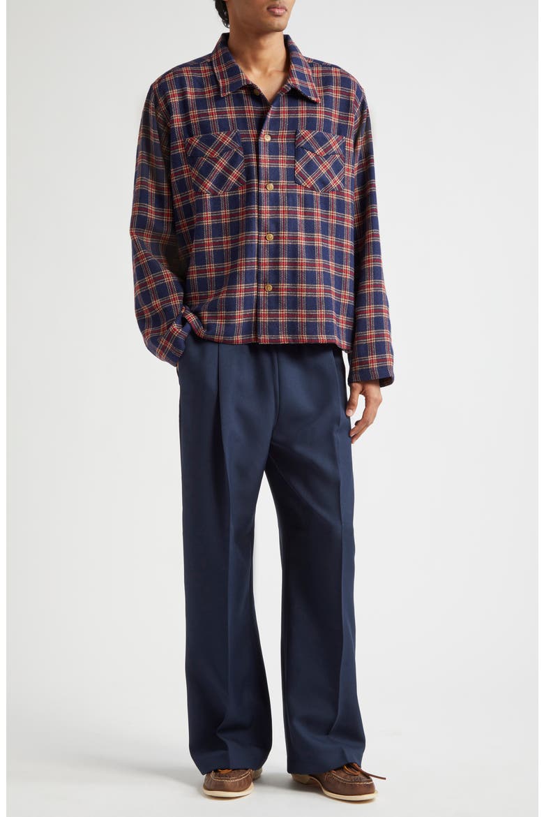 Elaine Logo Jacquard Waist Pleated Wide Leg Pants, Alternate, color, NAVY