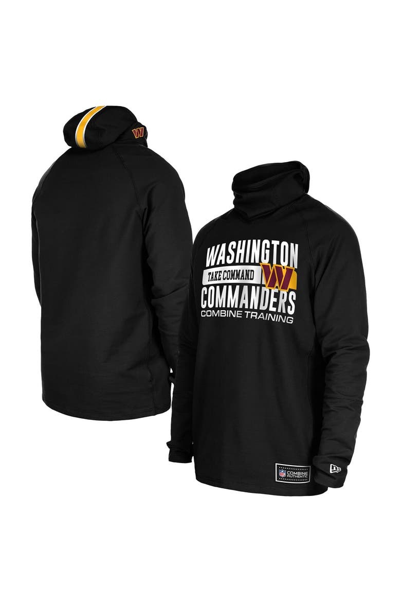 Men's New Era Black Washington Commanders Functional Fandom Balaclava Helmet Stripe Tri-Blend Hoodie, Alternate, color, Black