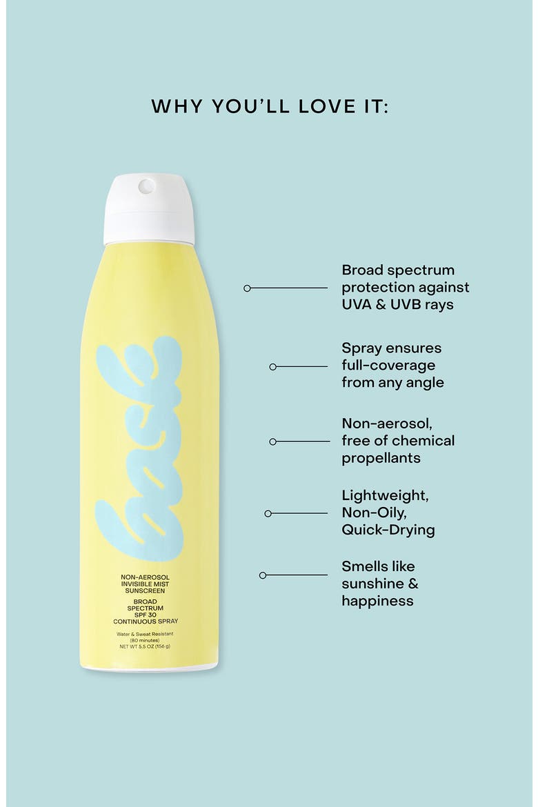 Non-Aerosol Invisible Mist Sunscreen Broad Spectrum SPF 30 Continuous Spray, Alternate, color, NO COLOR