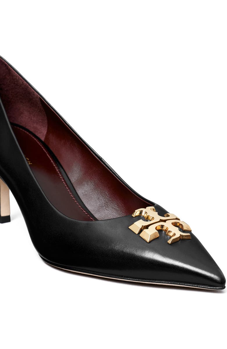 Tory Burch Eleanor Pointed Toe Pump, Alternate, color, Perfect Black / Gold