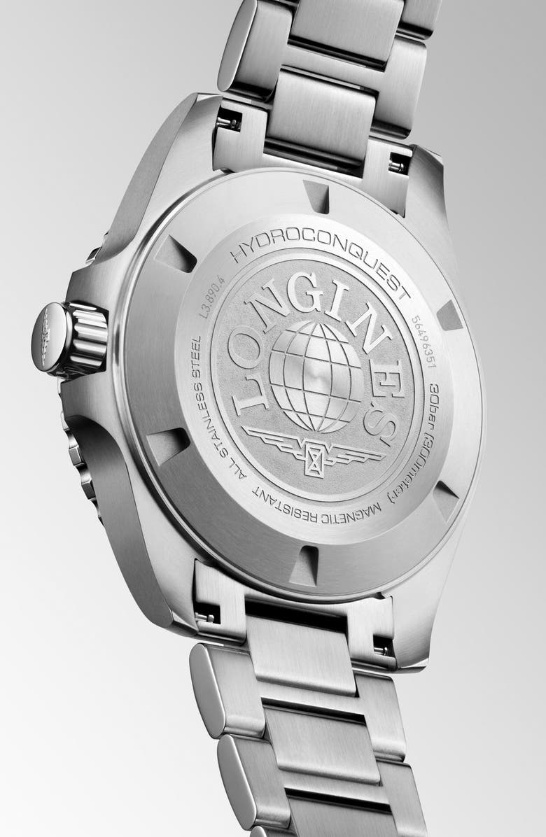 Longines HydroConquest GMT Automatic Bracelet Watch, 43mm, Alternate, color, Stainless Steel/ Sunray Green