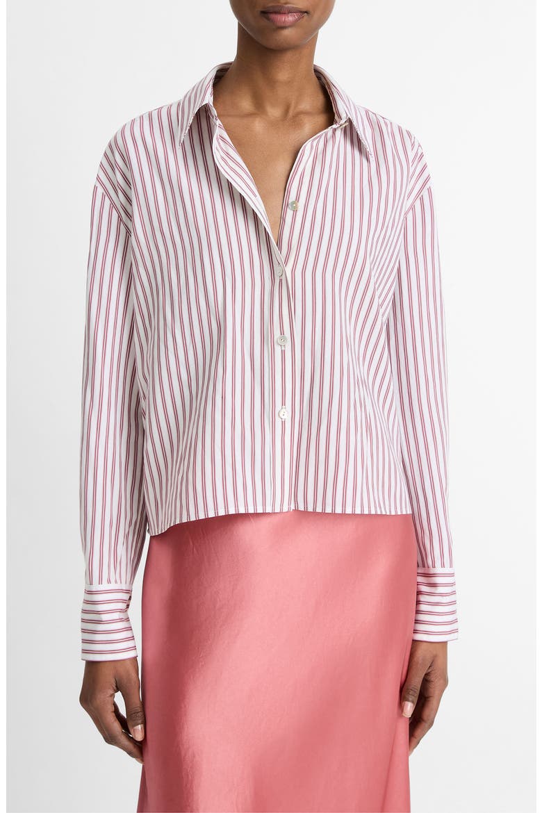 Till Stripe Crop Shirt, Main, color, PEONY WOOD/OFF WHITE
