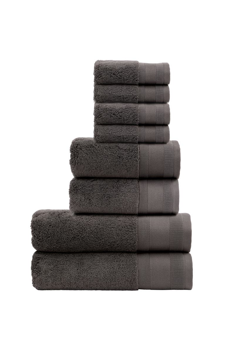 Signature Luxury 100% Turkish Cotton 8 Piece Towel Set, Main, color, Charcoal
