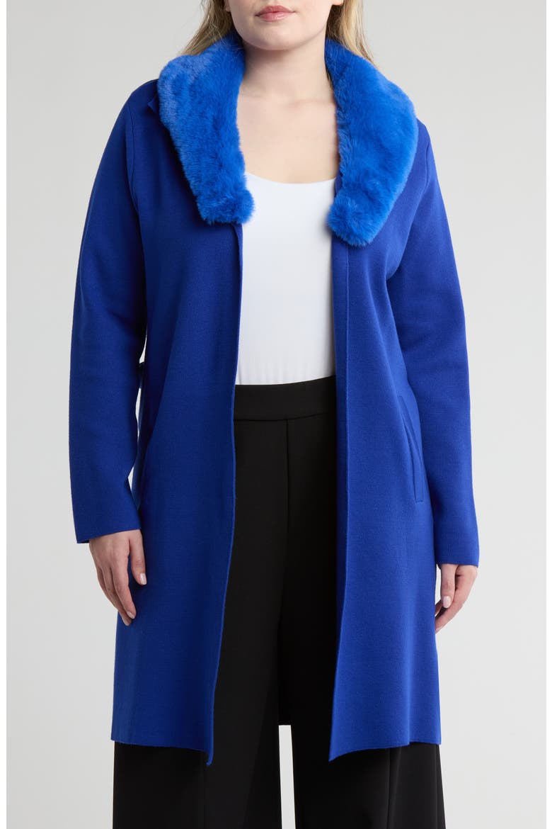 Dallas Faux Fur Trimmed Coat, Main, color, SURF THE WEB