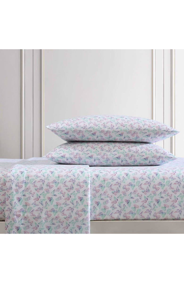 Betsey Johnson Butterfly Rainbow Sheet Set, Alternate, color, Pastel Purple