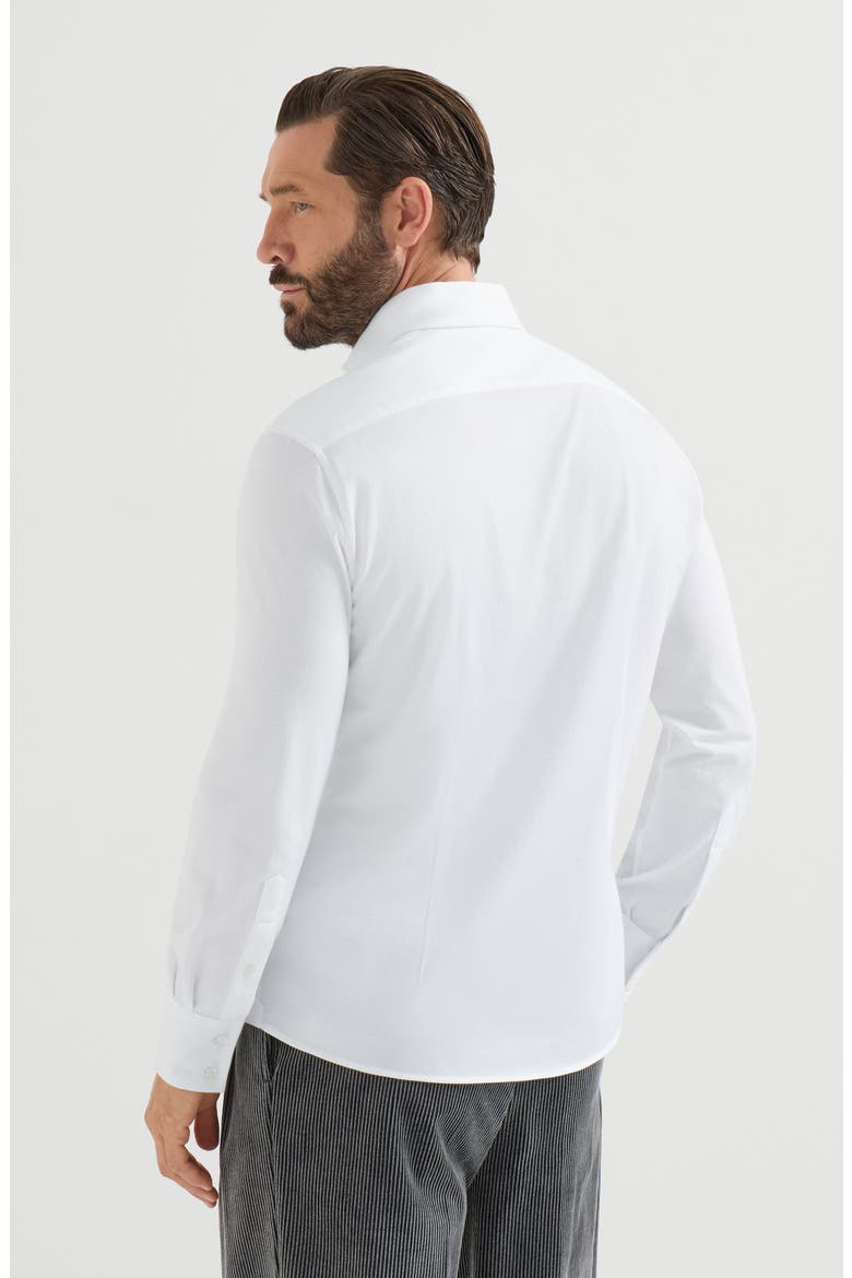 Cotton piqué shirt with spread collar, Alternate, color, White