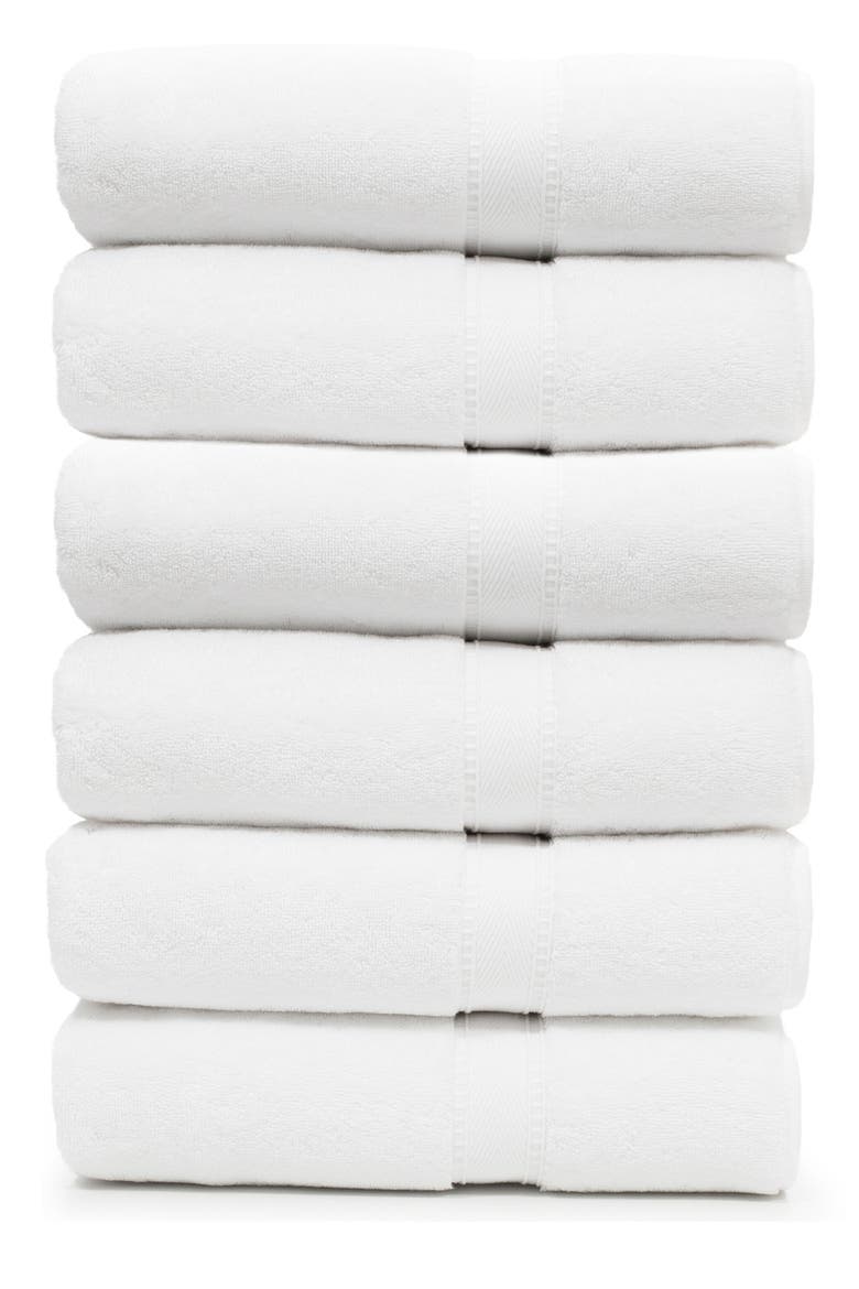 100% Turkish Cotton Sinemis Terry Washcloths - Set of 6 or 12, Main, color, WHITE