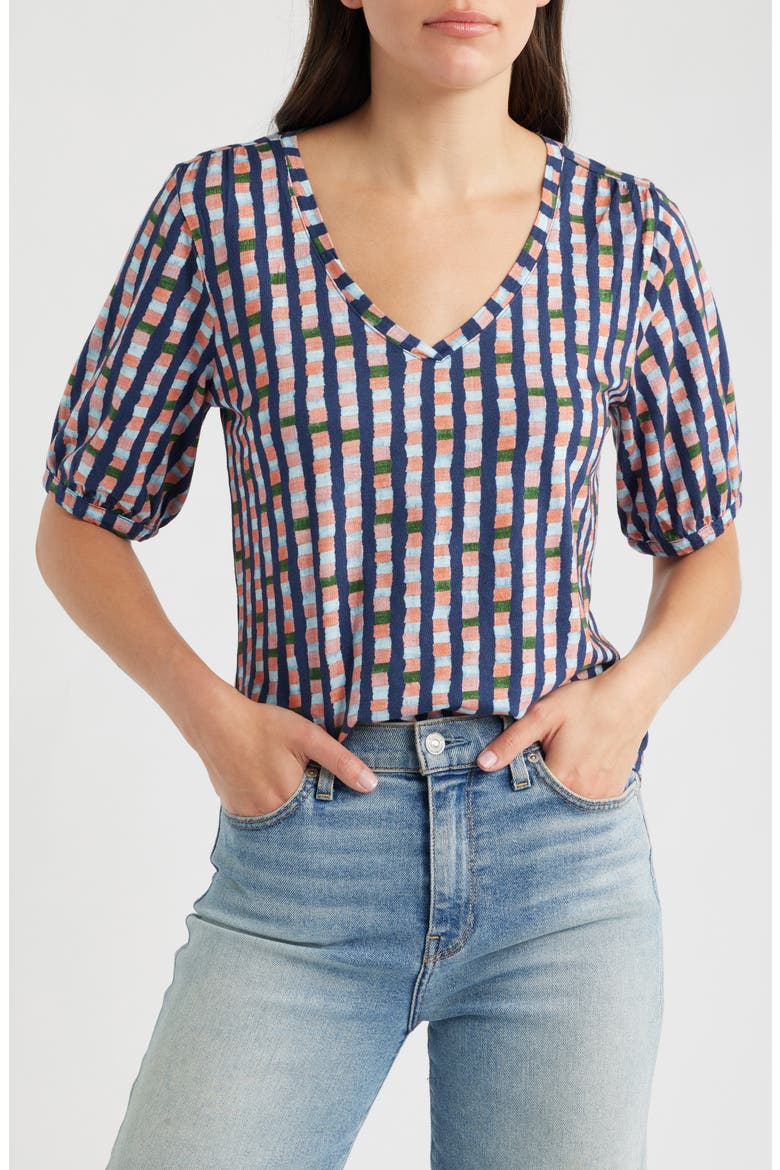 Reef Stripe Cotton & Modal Top, Main, color, INDIGO MULTI