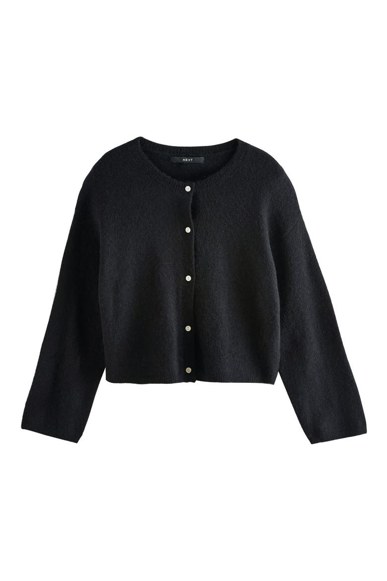 Button Front Cardigan, Alternate, color, BLACK