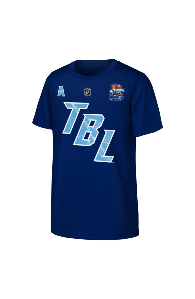 FANATICS Youth Fanatics Nikita Kucherov Blue Tampa Bay Lightning Alternate Captain 2026 Stadium Series T-Shirt, Alternate, color, Blue