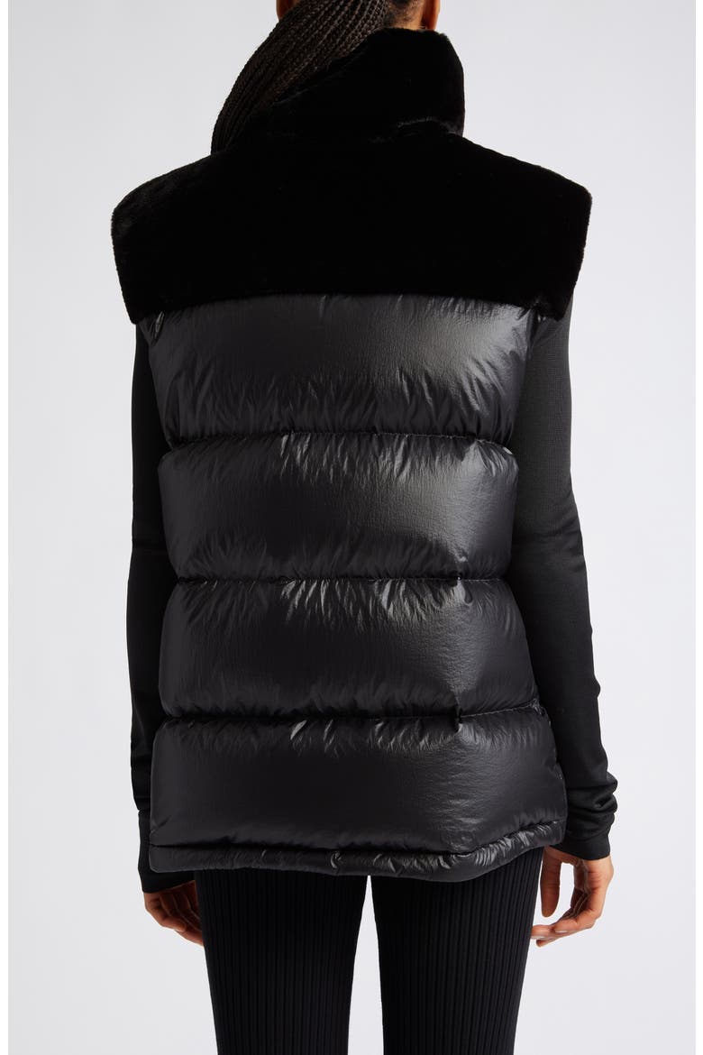 Lempa Down Puffer Vest with Faux Fur Trim, Alternate, color, BLACK