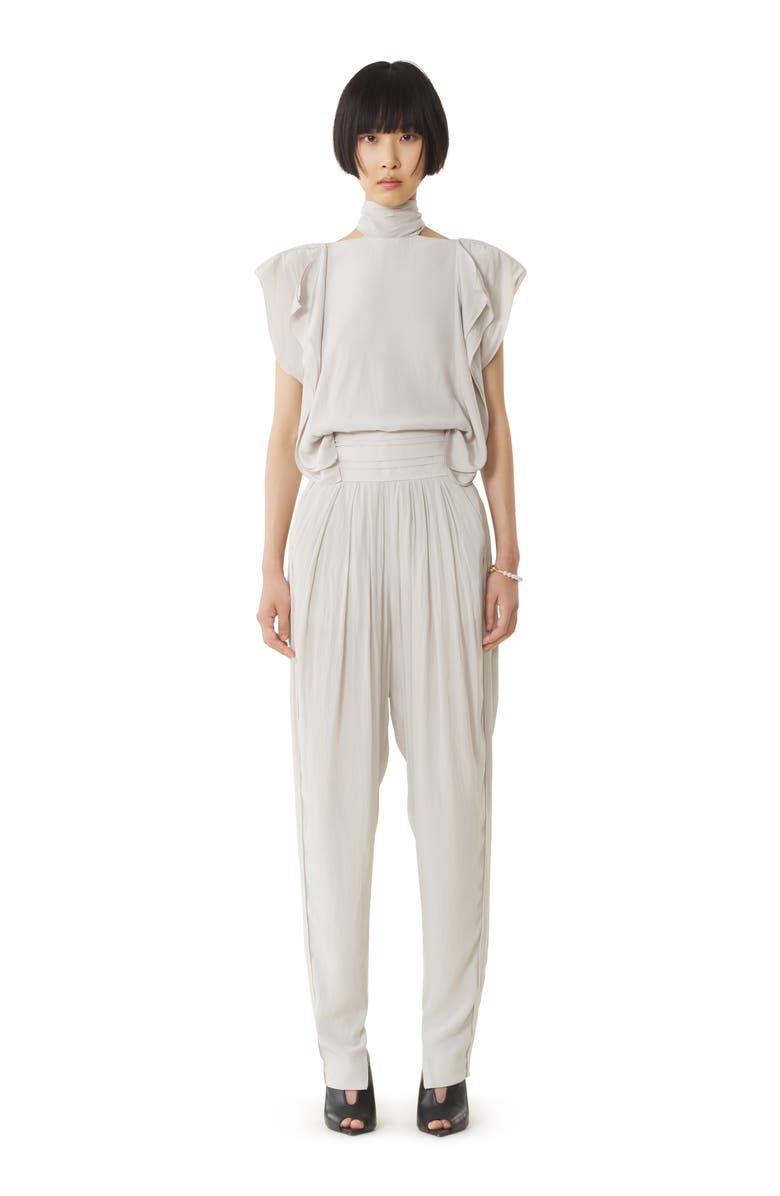 Lanvin White Draped Charmeuse Pants, Main, color, White