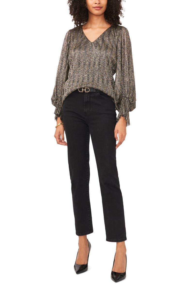 Vince Camuto Metallic Stripe Long Sleeve Top, Alternate, color, 