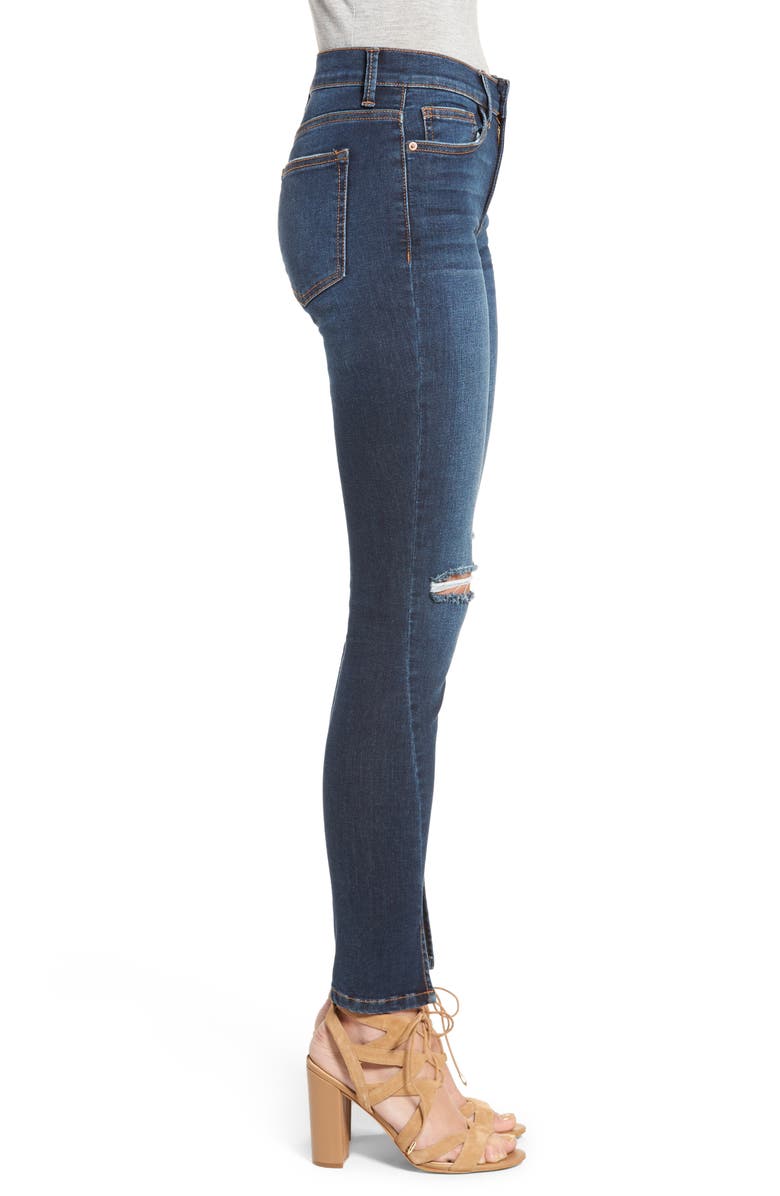 SP Black Slit Front Skinny Jeans, Alternate, color, 