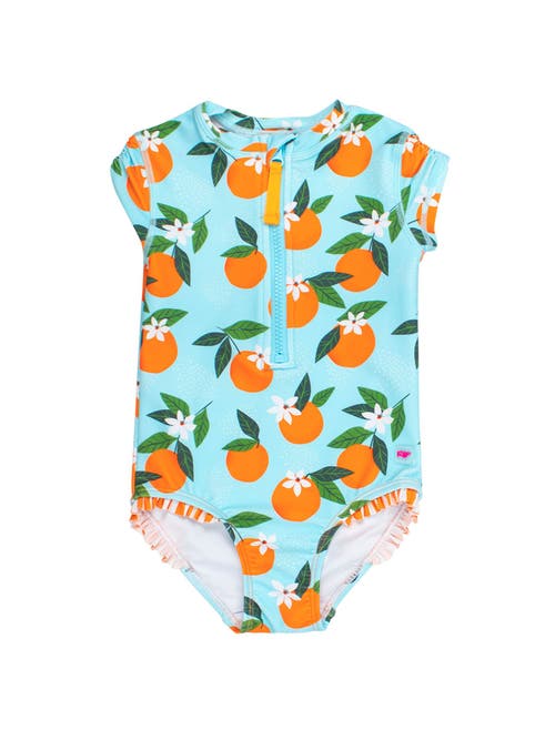 Rufflebutts Girls Short Sleeve Upf50+ One Piece Rash Guard In Multi