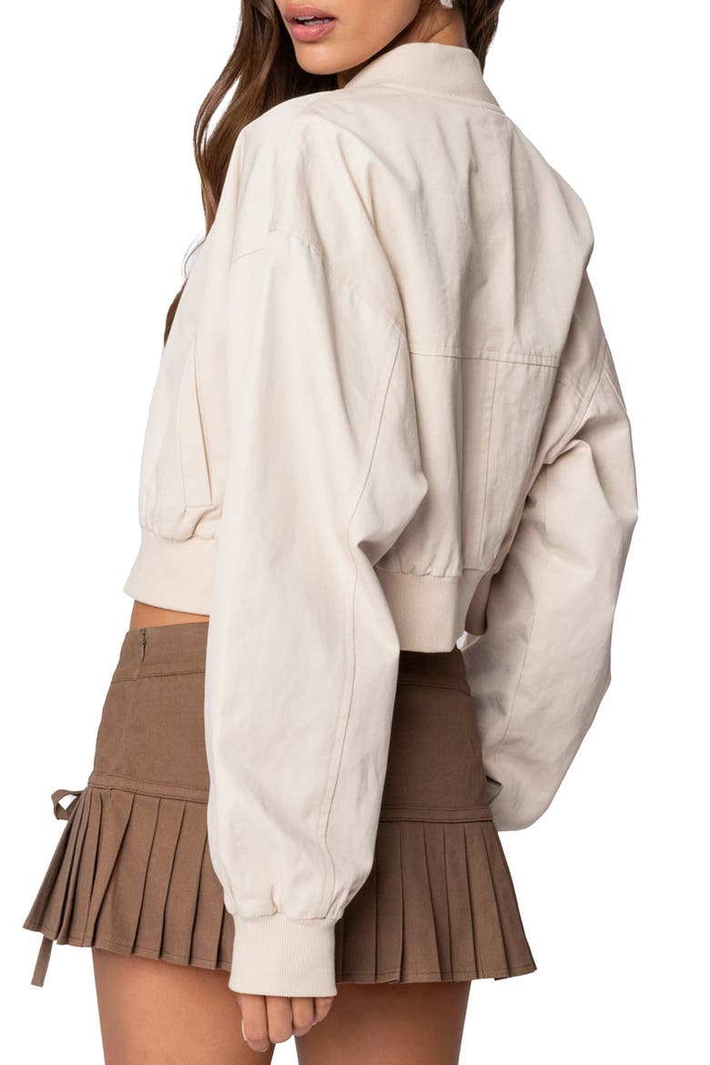 Zarria Crop Bomber Jacket, Alternate, color, BEIGE