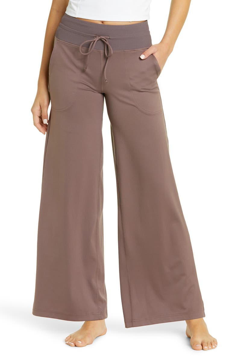 Zella OSR Renew High Waist Wide Leg Pants, Alternate, color, Grey Sparrow