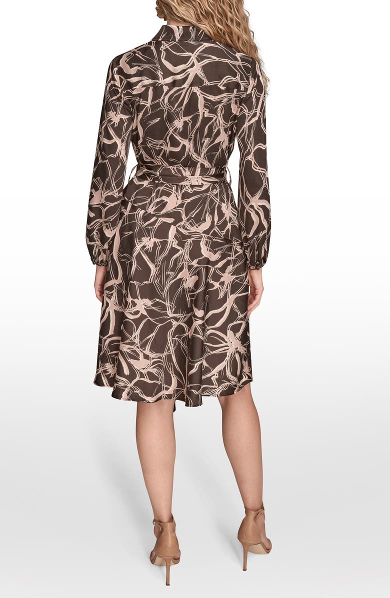 Donna Karan New York Long Sleeve Belted Shirtdress, Alternate, color, Chocolate Plum