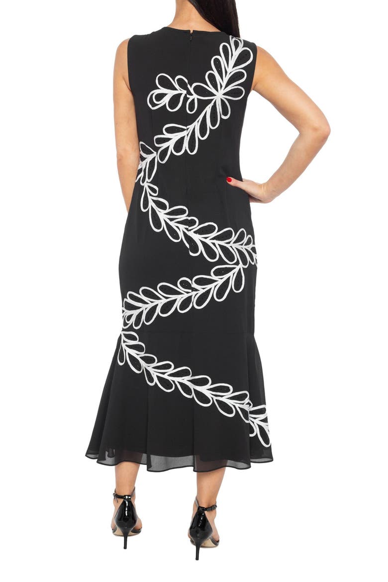 Leaf A-Line Cocktail Dress, Alternate, color, BLACK/ WHITE