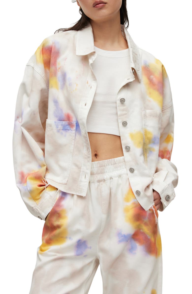 AllSaints Nicky Tie Dye Denim Shacket, Main, color, 