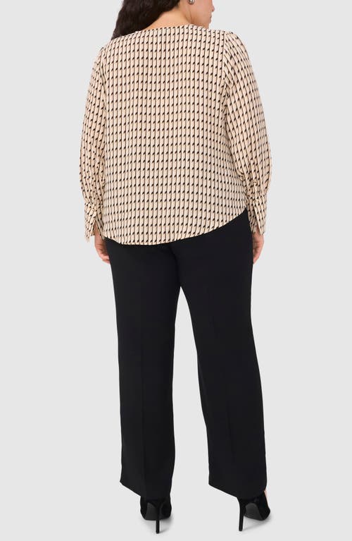 Halogenr Halogen(r) Check Print Faux Wrap Top In Taupe