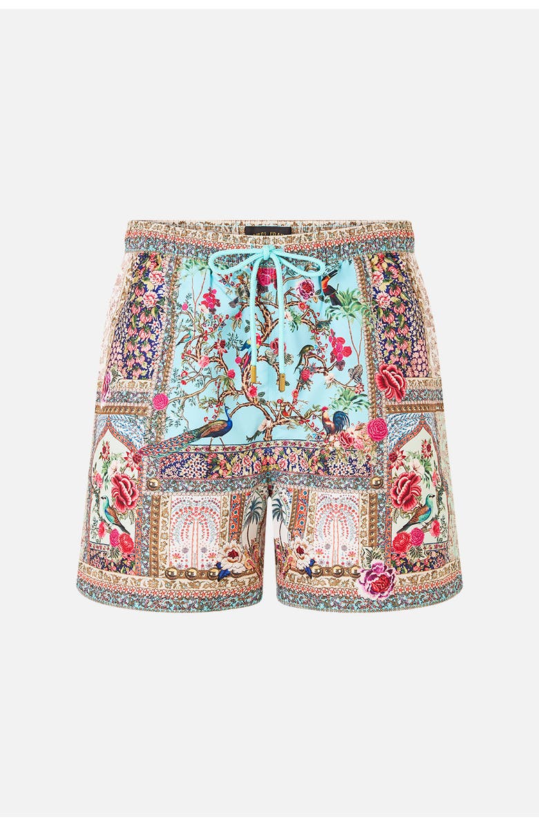 Camilla Mid Length Boardshort With Elastic Waist, Main, color, Sultans And Queens