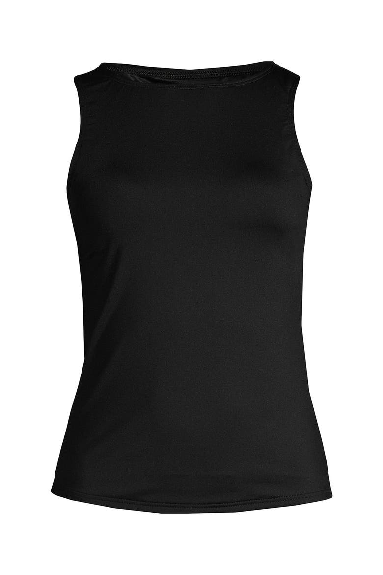 High Neck UPF 50 Modest Tankini Top Swimsuit, Alternate, color, Black