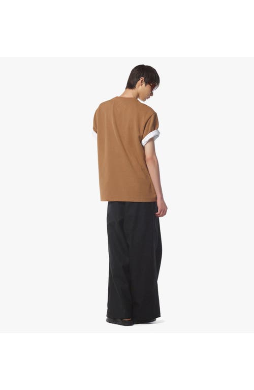 Mcm Logo Patch Bouclé T-shirt In Cognac