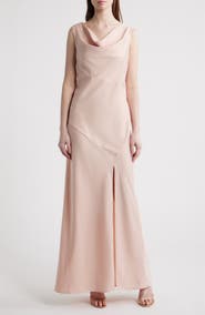 WAYF Lea Cowl Neck Satin Gown