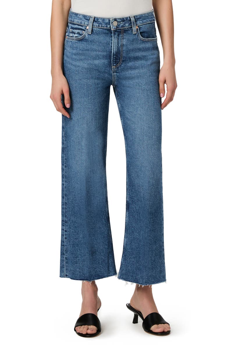 PAIGE Leenah Raw Hem High Waist Ankle Wide Leg Jeans, Main, color, Moonchild