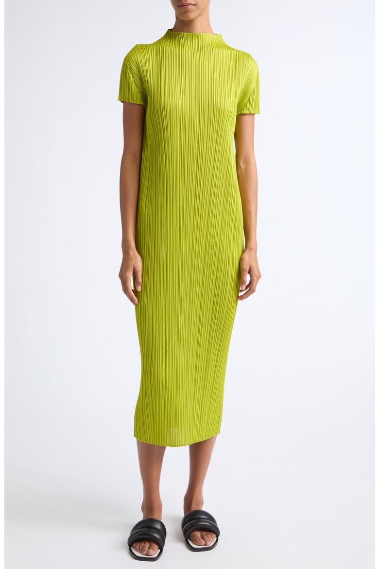 Monthly Colors June Funnel Neck Dress, Main, color, YELLOW GREEN