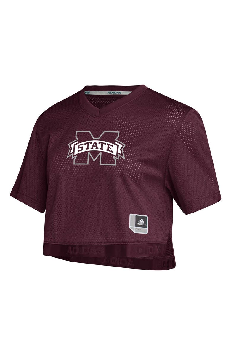 adidas Women's adidas Red Mississippi State Bulldogs Primegreen V-Neck Cropped Jersey, Alternate, color, Maroon