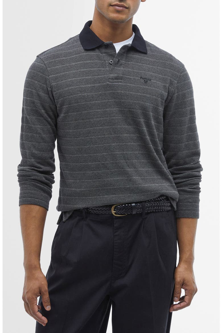 Cleveland Ribbed Long Sleeve Polo, Main, color, BLACK MIX