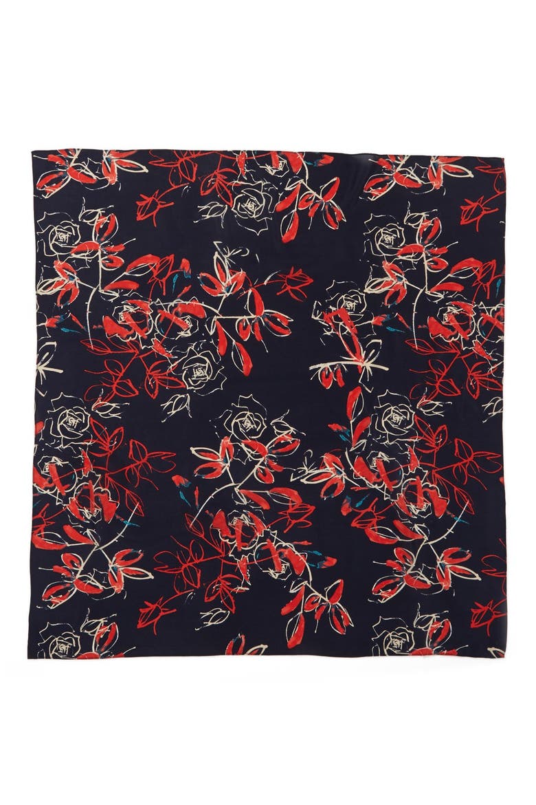 'Rosewater' Sandwashed Silk Scarf, Alternate, color, NAVY COMBO